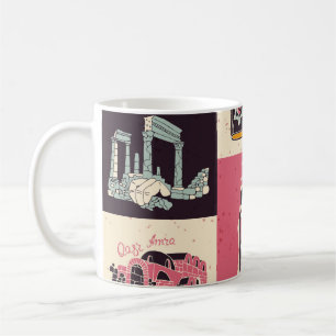 Jordan Kultur Retro illustrierte Symbole Kaffeetasse