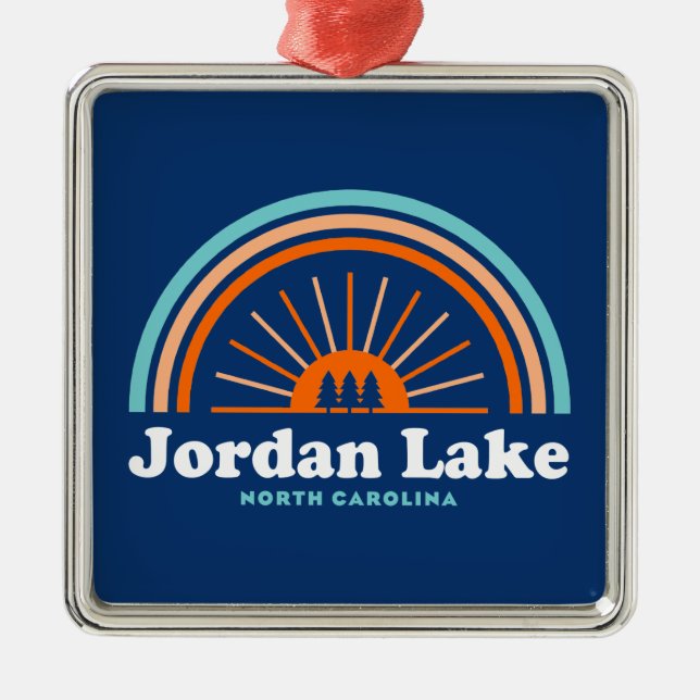 Jordan Lake North Carolina Rainbow Ornament Aus Metall (Vorne)