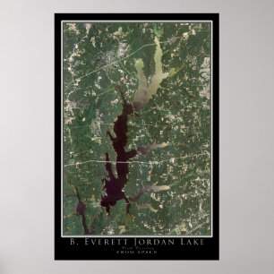 Jordan Lake North Carolina Satellitenplakat Karte Poster
