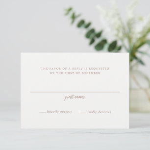 Jordan Light Brown Script Monogram Elegant Wedding RSVP Karte