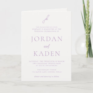 Jordan Lilac Script Monogram Elegant Wedding Einladung