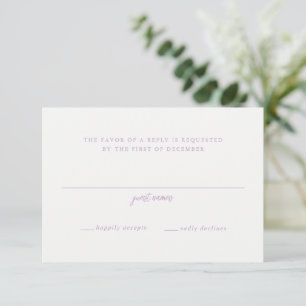 Jordan Lilac Script Monogram Elegant Wedding RSVP Karte