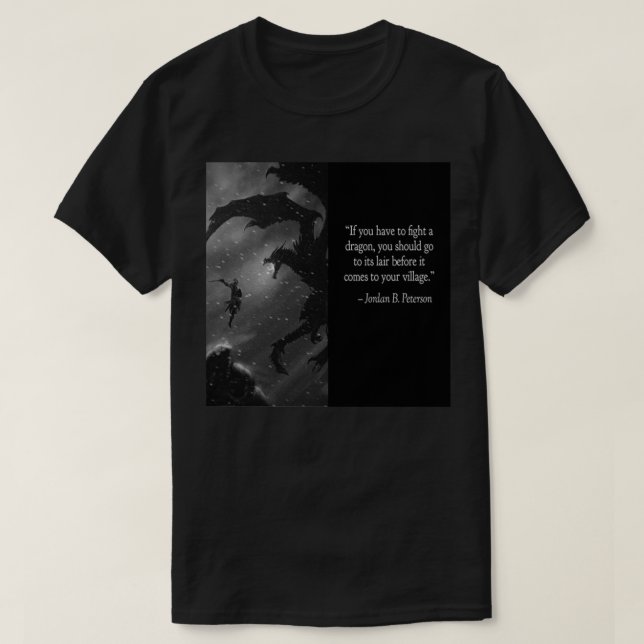 Jordan Peterson kämpft gegen den Drachen — schwarz T-Shirt (Design vorne)