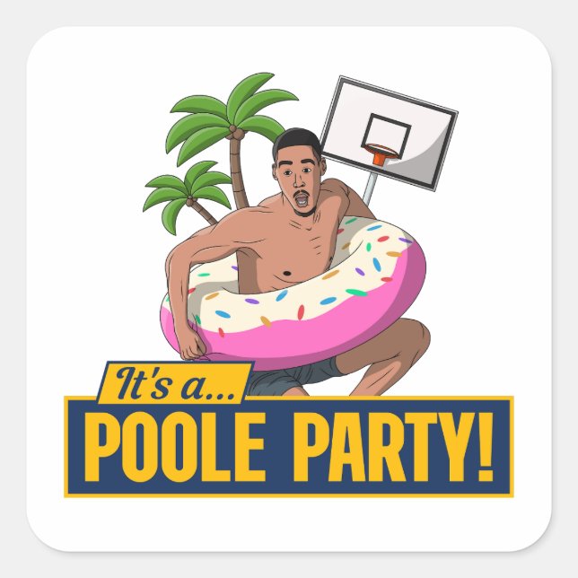 Jordan Poole - Goldener Staat Basketball Quadratischer Aufkleber (Vorderseite)