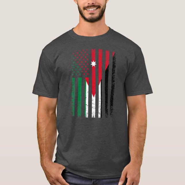 Jordan USA Flag 4th of July American Jordanian T-Shirt (Vorderseite)
