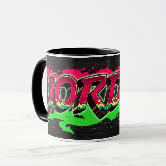 Jordan Vorname Name Graffiti red green Tasse (Vorderseite Links)