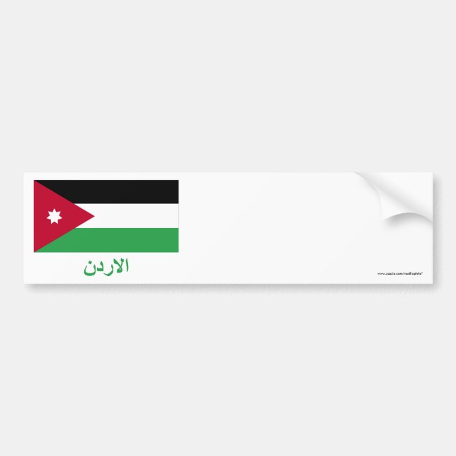 Jordanien-Flagge mit Namen auf Arabisch Autoaufkleber (Vorne)