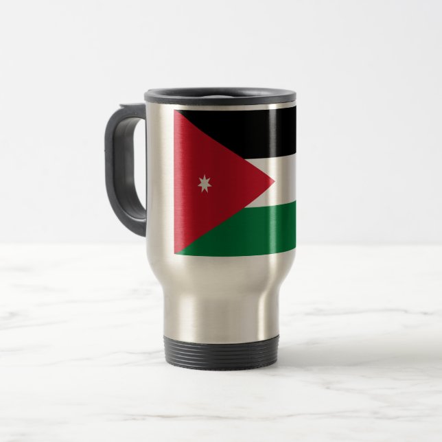Jordanien-Flagge Reisebecher (Vorderseite Links)