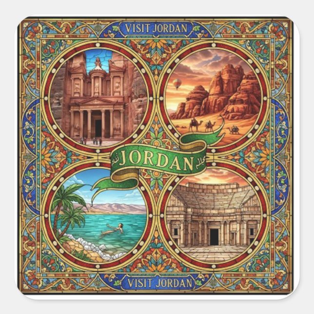 JORDANIEN QUADRATISCHER AUFKLEBER (Vorderseite)