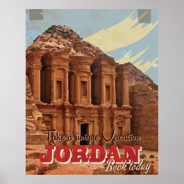 Jordanienurlaub Vintage Travel Poster. Poster (Vorne)