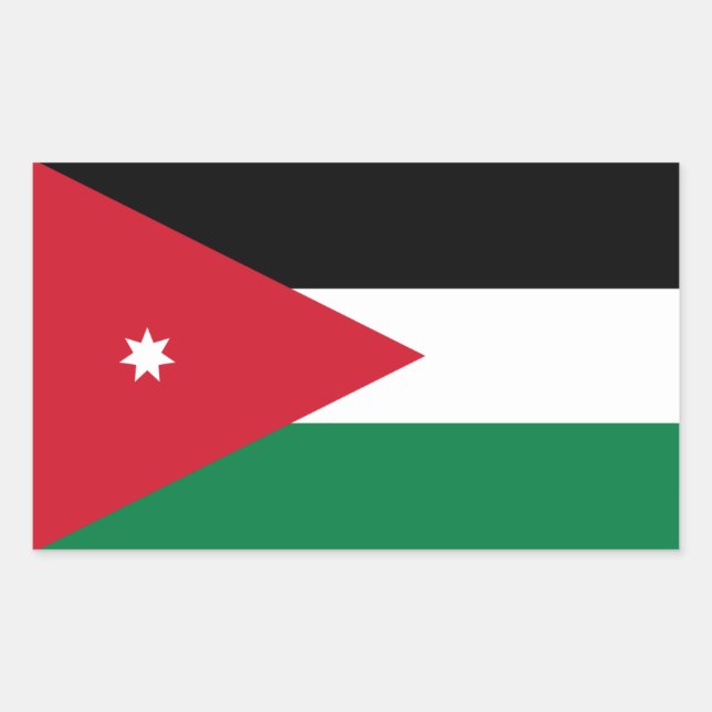 jordanische Flagge, Flagge Jordaniens Rechteckiger Aufkleber (Vorderseite)