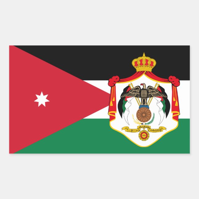 jordanische Flagge und Wappen, Flagge Jordaniens Rechteckiger Aufkleber (Vorderseite)