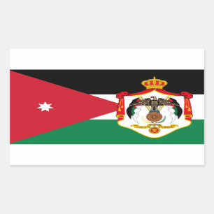 jordanische Flagge und Wappen, Flagge Jordaniens Rechteckiger Aufkleber