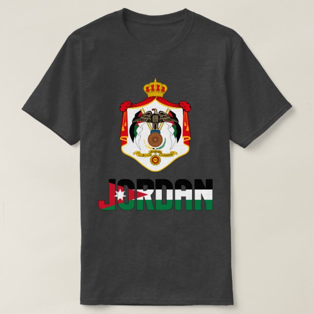 jordanische Flagge und Wehrmantel T-Shirt (Design vorne)