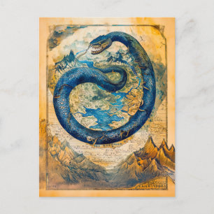 Jörmungandr, der Midgard-Schläger auf der Weltkart Feiertagspostkarte