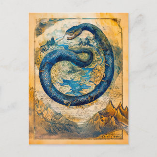 Jörmungandr, die Midgard-Schlange auf der Weltkart Feiertagspostkarte