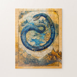 Jörmungandr, die Midgard-Schlange auf der Weltkart Puzzle