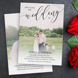 Jos Calligraphy Foto Double Sided Wedding Einladung