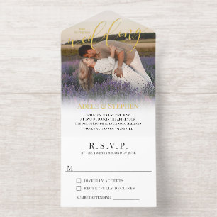 Jos Gold Script Foto Informal Wedding All-in-One-Einladung