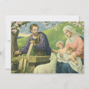 Josefs Werkstatt mit Maria und Jesuskind Einladung