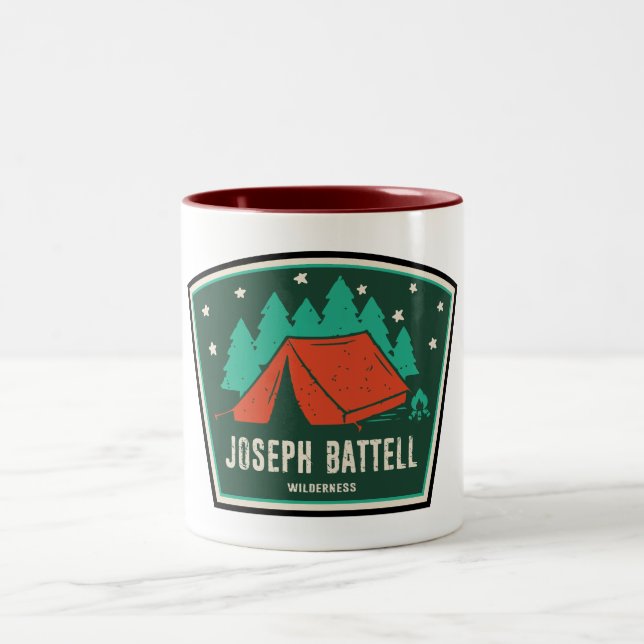 Joseph Battell Wilderness Vermont Camping Zweifarbige Tasse (Mittel)