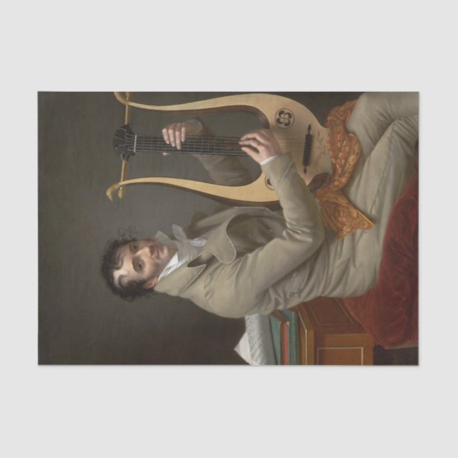 Joseph-Dominque Fabry Playing a Lyre Guitar Seidenpapier (Vorderseite)