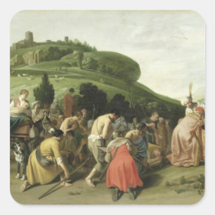Joseph empfängt seinen Vater in Ägypten, 1628 Quadratischer Aufkleber