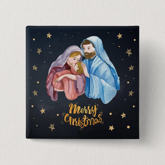 Joseph Jesus, Mary, Merry Christmas and, - Button (Vorderseite)