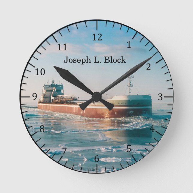 Joseph L. Blockuhr Runde Wanduhr (Vorderseite)