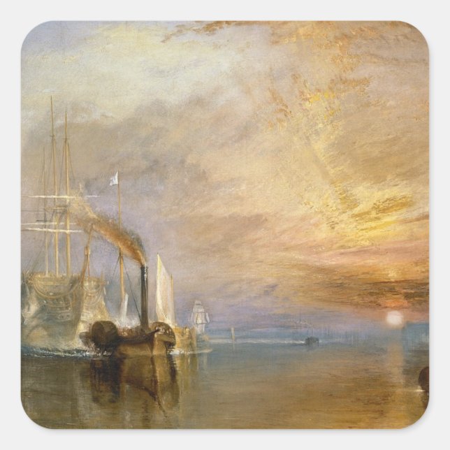 Joseph Mallord William Turner | Der Kampftemer Quadratischer Aufkleber (Vorderseite)