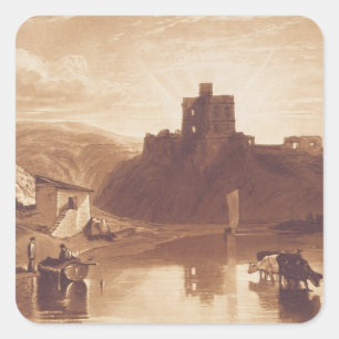 Joseph Mallord William Turner Norham Castle, eng Quadratischer Aufkleber