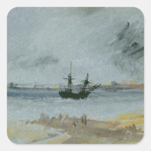 Joseph Mallord William Turner   Schiff Aground, Br Quadratischer Aufkleber