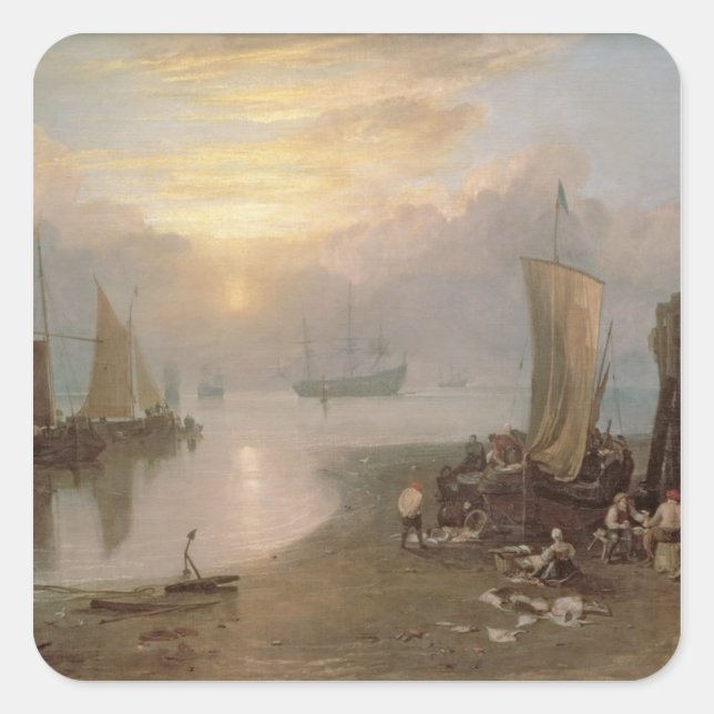 Joseph Mallord William Turner | Sonnenaufgang durc Quadratischer Aufkleber (Vorderseite)