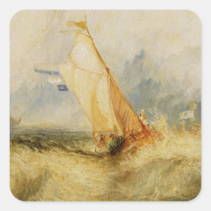 Joseph Mallord William Turner   Van Tromp Going Ab Quadratischer Aufkleber