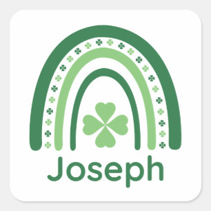 Joseph Name Clover Boho Regenbogen Quadratischer Aufkleber