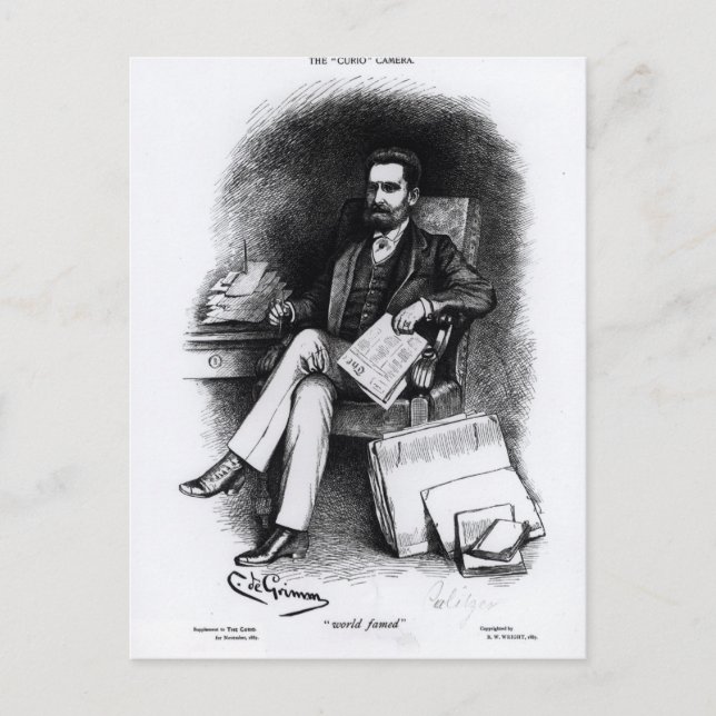 Joseph Pulitzer von 'The Curio', 1887 Postkarte (Vorderseite)