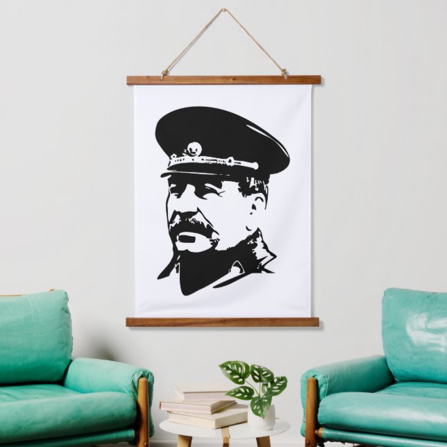 Joseph Stalin, USSR, CCCP, Soviet Union, Communism Wandteppich Mit Holzrahmen (Wohnzimmer)