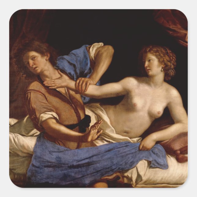 Joseph und die Ehefrau Potiphar, c.1649 Quadratischer Aufkleber (Vorderseite)