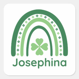 Josephina Name Klee Boho Regenbogen Quadratischer Aufkleber