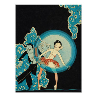Josephine Baker Art Deco tanzendes Paar Poster