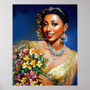 Josephine Baker Blumenvase Kunst Poster