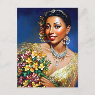 Josephine Baker Blumkunst Postkarte