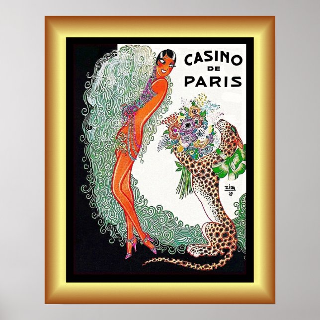 Josephine Baker/Pet Cheetah/Casino de Paris/1930 Poster (Vorne)