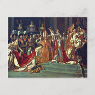 Joséphine kneels vor Napoleon während seiner Coron Postkarte