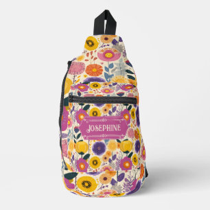 Josephine Lila und gelbe Moderne Blume Crossbody Bag