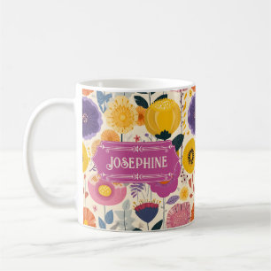 Josephine Lila und gelbe Moderne Blume Kaffeetasse