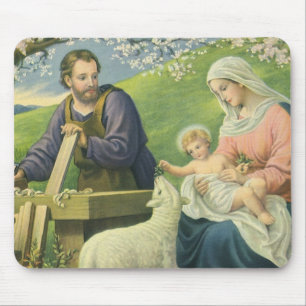 Joseph's Workshop mit Mary und Baby Jesus Mousepad