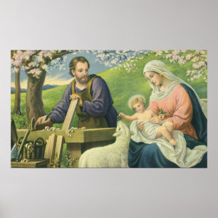 Joseph's Workshop mit Mary und Baby Jesus Poster