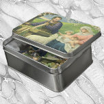 Joseph's Workshop mit Mary und Baby Jesus Puzzle<br><div class="desc">Vintages Bild religiöses Design mit Joseph's Werkstatt mit der Jungfrau Mary und ein Baby Jesus Christus fütternd ein Lamm.</div>