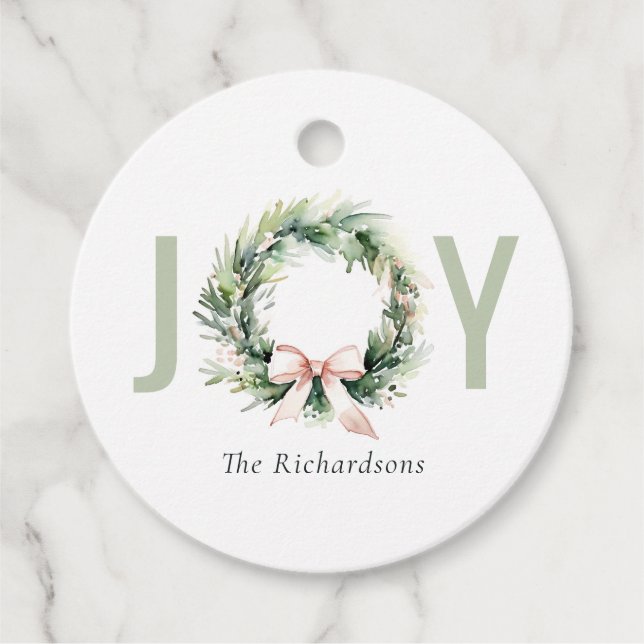 Josh Blush Green Weihnachtsmann Wasserfarbe Geschenkanhänger (Vorderseite)